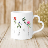 Weiße Tasse mit Herzhenkel und personalisiertem Namen – romantische Geschenkidee von Love & Faith