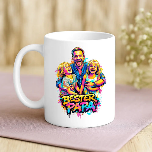 Weiße Tasse mit personalisiertem Spruch und Namen – individuelle Geschenkidee von Love & Faith