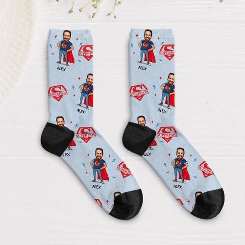 Super Papa - Personalisierte Socken für Papa und Opa mit Foto