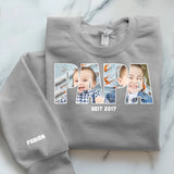 Grauer Pullover für Papa mit Kindernamen personalisierte Geschenkidee zum Vatertag von Love & Faith