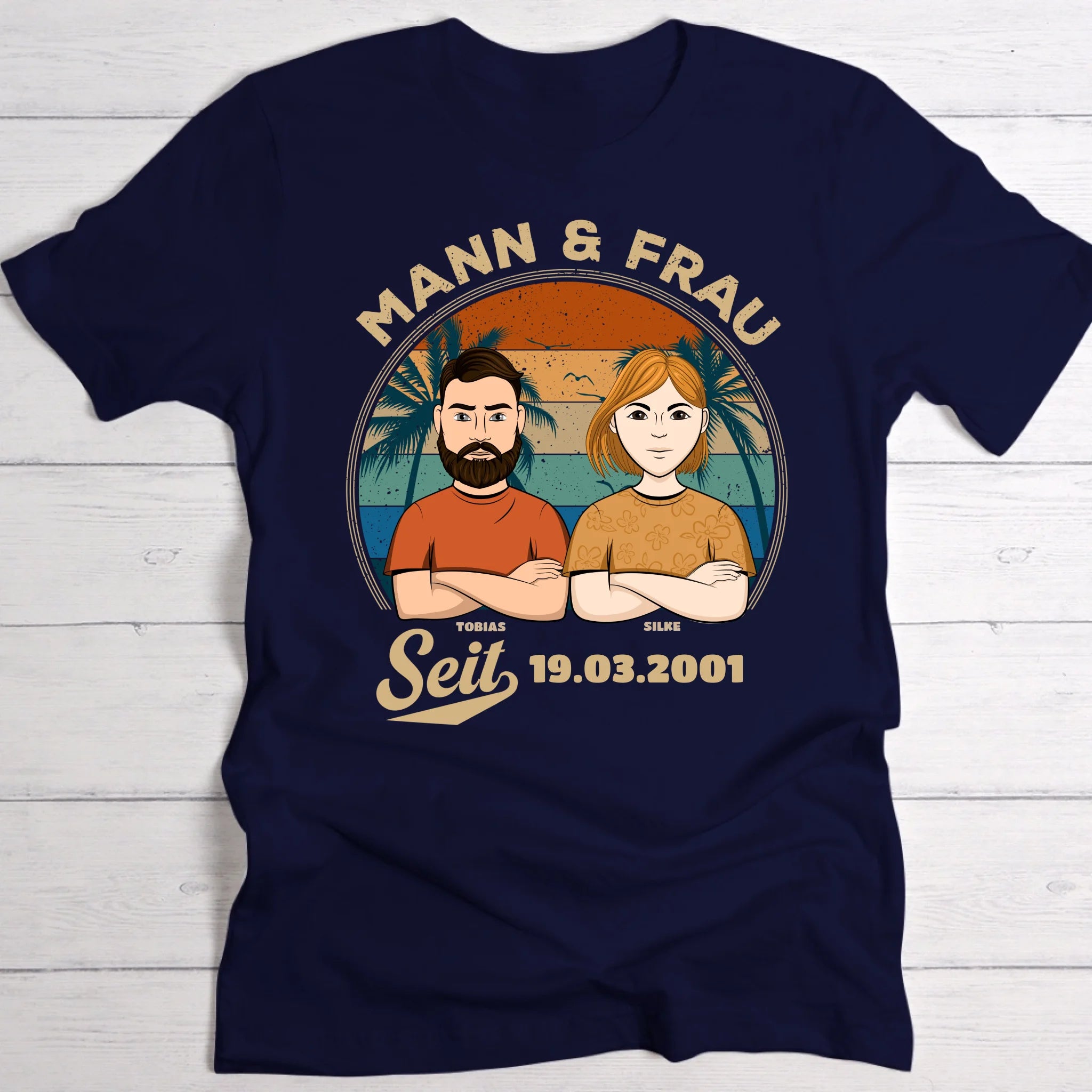 Personalisiertes T-Shirt mit Namen für Paare Ehepartner seit – Motiv 3