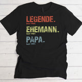 schwarzes T-Shirt für Papa "Legende, Ehemann, Papa" personalisiertes Vatertagsgeschenk von Love & Faith
