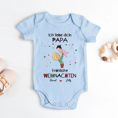 hellblau kurzarm Babybody personalisierbar mit Namen - gefertigt con Love & Faith