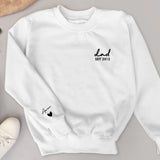 weißer Sweater für Papa personalisiert mit Kindernamen zum Vatertag von Love & Faith