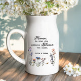 2 Personalisiertes Geschenk - Weiße Vase mit Henkel mit persönlichem Spruch und Namen