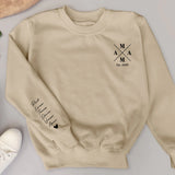 Sandfarbener Sweater für Papa mit Kindernamen personalisierte Geschenkidee zum Vatertag von Love & Faith
