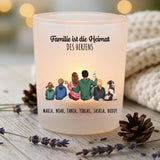 Unsere Familie - Personalisierter Teelichthalter mit Clipart und Spruch
