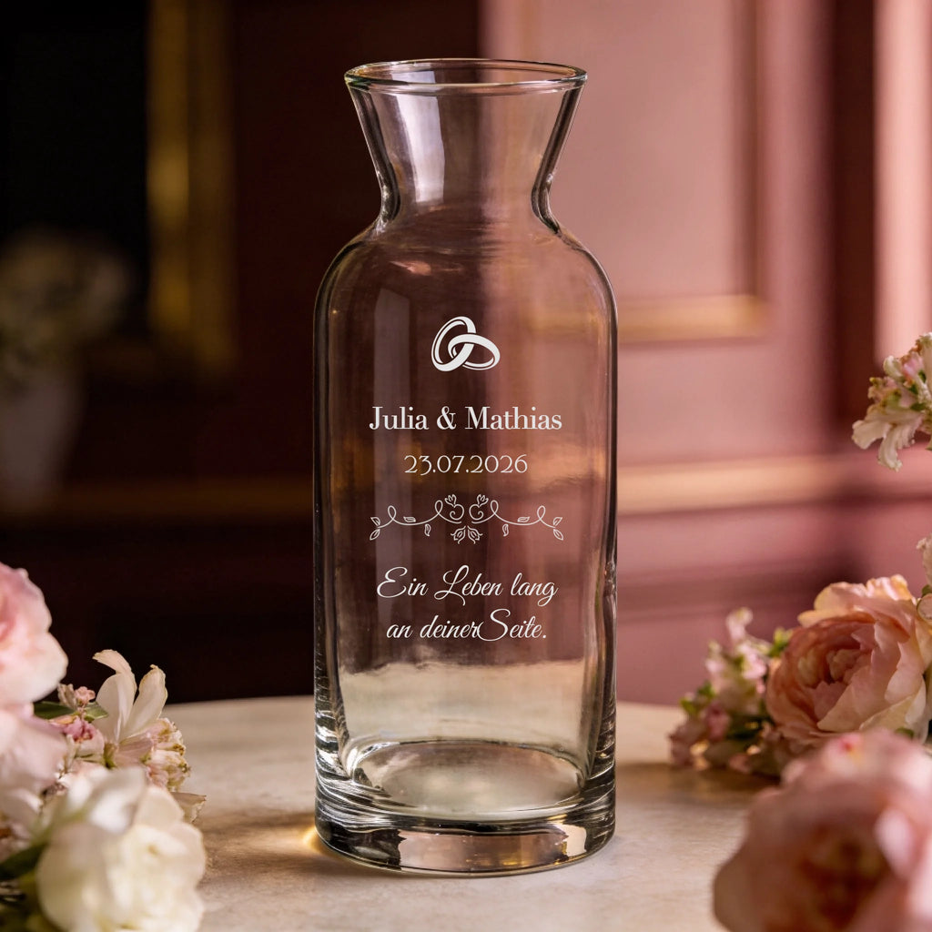 Personalisierte Vase mit Gravur für Paare zum Jahrestag oder zur Hochzeit – Jubiläum