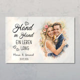 Hand in Hand - Personalisiertes Poster mit Wasserfarben-Effekt