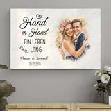 Hand in Hand - Personalisierte Leinwand mit Wasserfarben-Effekt