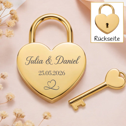 Personalisiertes Herzschloss mit Gravur für Paare – Ich liebe dich