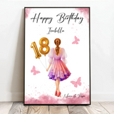 Personalisiertes Poster zum Geburtstag für Frauen mit Ballonzahl Happy Birthday – Motiv 3