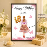 Personalisiertes Poster zum Geburtstag für Frauen mit Ballonzahl Happy Birthday – Motiv 4