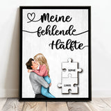 Personalisiertes Poster für Paare mit Puzzleteildesign Meine fehlende Hälfte – Motiv 2