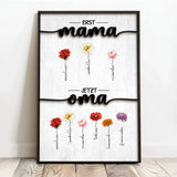 Personalisiertes Poster mit Namen und Blumen für Oma Erst Mama, Jetzt Oma – Motiv 3