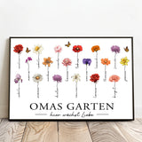 Personalisiertes Poster mit Blumen für Oma und Mama Hier wächst Liebe – Motiv 3