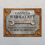 Personalisierbares Werkstattschild 20x15cm mit eigenem Namen als Geschenk gestalten von Love & Faith