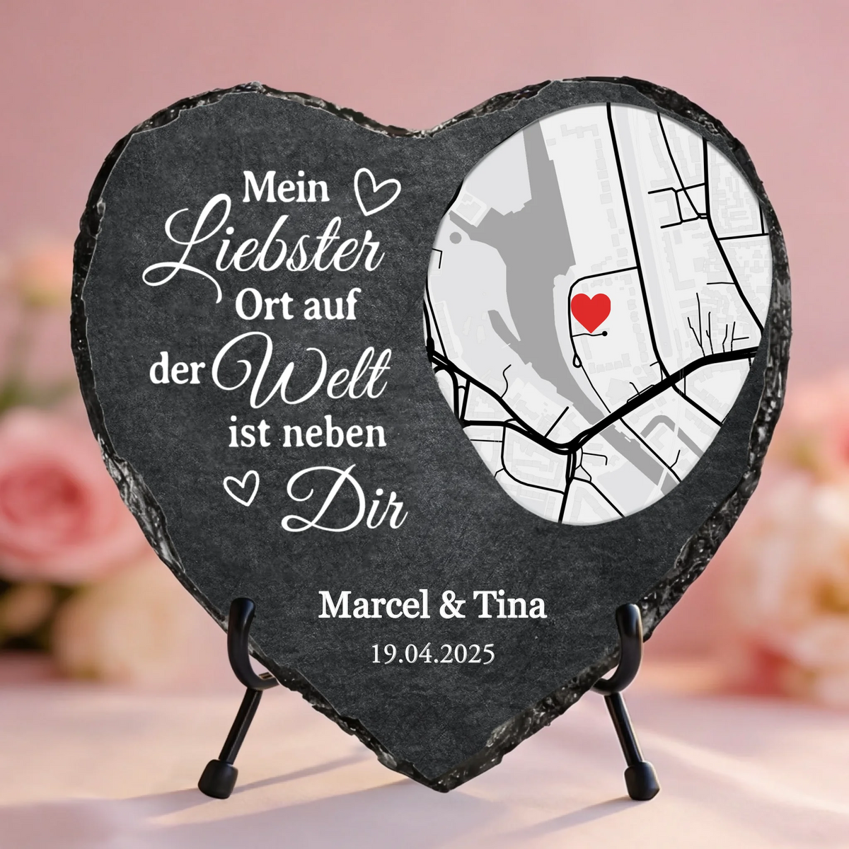 Personalisiertes Schieferherz für Paare Wo wir uns fanden
