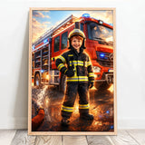 Personalisiertes Poster mit epischer Feuerwehr-Szene für Kids Feuerwehr – Motiv 12