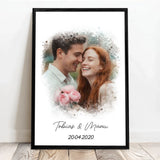 Personalisiertes Poster mit Foto und Wasserfarben-Effekt für Paare zum Valentinstag Euer Valentinstag – Motiv 4