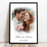 Personalisiertes Poster mit Foto und Wasserfarben-Effekt für Paare zum Valentinstag Euer Valentinstag – Motiv 6