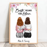 Personalisiertes Poster für Freundinnen und Schwestern mit Illustration Besties für immer – Motiv 10