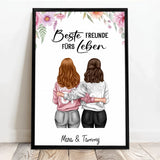 Personalisiertes Poster für Freundinnen und Schwestern mit Illustration Besties für immer – Motiv 6