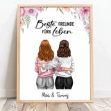 Personalisiertes Poster für Freundinnen und Schwestern mit Illustration Besties für immer – Motiv 11