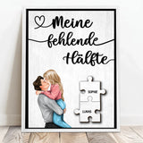 Personalisiertes Poster für Paare mit Puzzleteildesign Meine fehlende Hälfte – Motiv 8