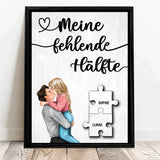 Personalisiertes Poster für Paare mit Puzzleteildesign Meine fehlende Hälfte – Motiv 5