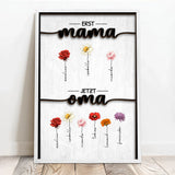 Personalisiertes Poster mit Namen und Blumen für Oma Erst Mama, Jetzt Oma – Motiv 7