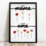 Personalisiertes Poster mit Namen und Blumen für Oma Erst Mama, Jetzt Oma – Motiv 6