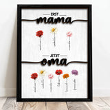 Personalisiertes Poster mit Namen und Blumen für Oma Erst Mama, Jetzt Oma – Motiv 5