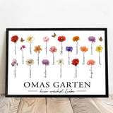 Personalisiertes Poster mit Blumen für Oma und Mama Hier wächst Liebe – Motiv 6