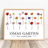 Personalisiertes Poster mit Blumen für Oma und Mama Hier wächst Liebe – Motiv 11
