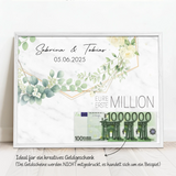 Personalisiertes Poster zur Hochzeit als Geldgeschenk Eure erste Million – Motiv 8
