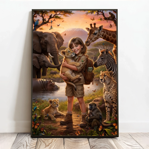 Personalisiertes Poster mit Safari-Szene für Kinder und die ganze Familie Safari