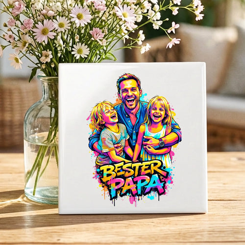 Personalisierte Deko-Fliese für Papa mit Streetart-Effekt Streetart für Papa
