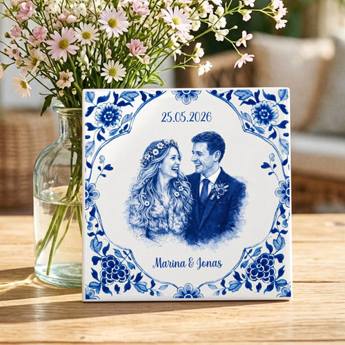 Personalisierte Deko-Fliese für Paare zur Hochzeit Kunst der Liebe