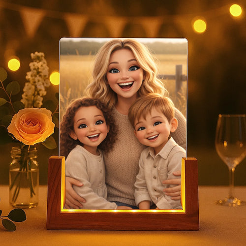 Personalisierter LED Aufsteller für Mama mit Cartoon-Effekt Cartoon Love Mama