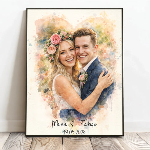 Personalisiertes Poster mit Wasserfarben-Effekt für Paare und zur Hochzeit Zusammen – Motiv 2