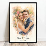 Personalisiertes Poster mit Wasserfarben-Effekt für Paare und zur Hochzeit Zusammen – Motiv 5