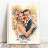 Personalisiertes Poster mit Wasserfarben-Effekt für Paare und zur Hochzeit Zusammen – Motiv 9