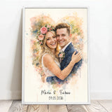 Personalisiertes Poster mit Wasserfarben-Effekt für Paare und zur Hochzeit Zusammen – Motiv 10