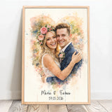 Personalisiertes Poster mit Wasserfarben-Effekt für Paare und zur Hochzeit Zusammen – Motiv 11