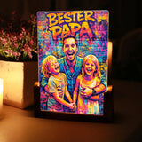 Personalisierter LED Aufsteller für Papa mit Streetart-Effekt Streetart für Papa – Motiv 2