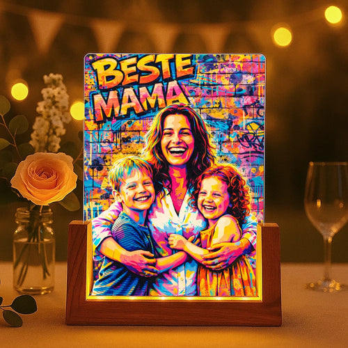 Personalisierter LED Aufsteller für Mama mit Streetart-Effekt Streetart für Mama