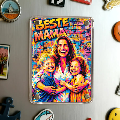 Personalisierter Acryl Magnet für Mama mit Streetart-Effekt Streetart für Mama