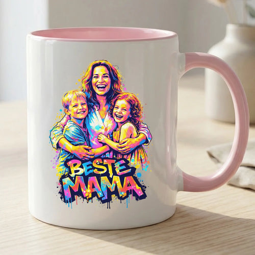 Personalisierte zweifarbige Tasse mit Streetart-Effekt für Mama Streetart für Mama