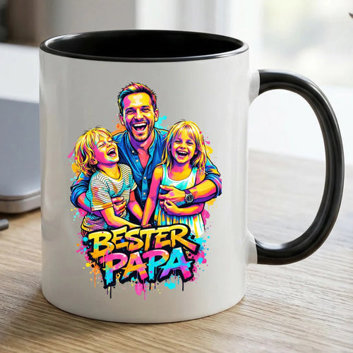 Personalisierte zweifarbige Tasse mit Streetart-Effekt für Papa Streetart für Papa – Motiv 2